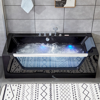 Bañeras de cristal negro de lujo para adultos, bañeras acrílicas de hidromasaje, gran oferta, nuevo diseño