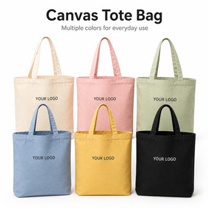 Custom Logo Durable Canvas Tote <b>Bag</b> Reusable Shopping <b>Bag</b> With Reinforced Handles Inner Lining Multiple <b>Sizes</b> And Colors - Product Image 1