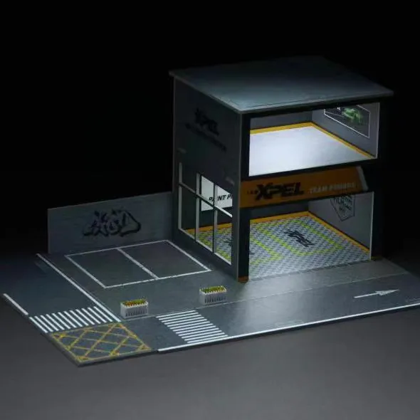 1:64 Diecast Diorama 3 Decks Parkplatz Lot Szene Acryl Box LED Beleuchtung Version PVC Parkhaus Modell