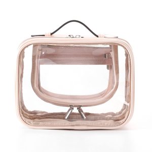 Clear Pvc Travel Wash Toiletry Bag Double Layers Waterproof Make up Bag for Women Ladies - Product Image 1