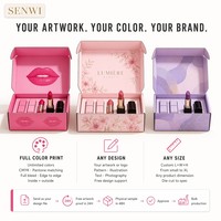 Boîte d'expédition rose vif imprimée en pop art pleine surface, avec illustration recto-verso, pour kit de maquillage de marque cosmétique, emballage de beauté en gros