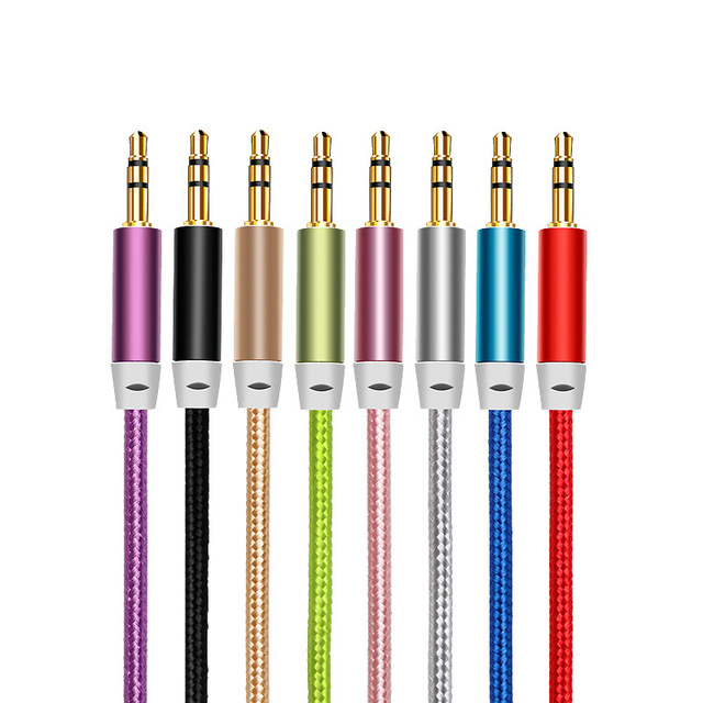 Nylon Coaxial Jack 3.5mm Audio Cable 3.5 Male to Male Stereo for Car Cellphone Headset Speaker Microphone