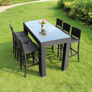 Patio al aire libre hogar Bar Club silla Metal aluminio marco Bar muebles conjunto PE ratán al aire libre mostrador <span class=keywords><strong>taburetes</strong></span> silla alta Bar - Product Image 1