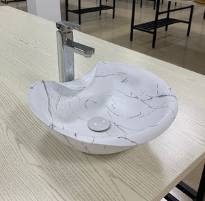 Fregadero de encimera de mármol negro y blanco mate moderno Lavabo de mano Lavado de Arte de cerámica <span class=keywords><strong>Becken</strong></span> para baño Lavabo de cerámica Lavabo de baño - Product Image 3