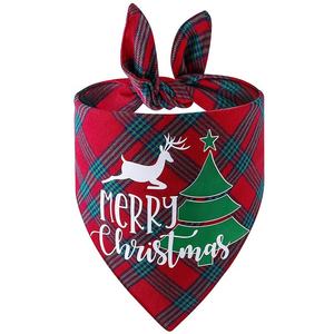 وشاح مثلث جديد للحيوانات الأليفة بنمط عيد الميلاد على طراز إنستغرام، وشاح كلاسيكي بنقشة مربعات حمراء وسوداء وخضراء للكلاب والقطط في الصيف والشتاء والربيع - Product Image 2