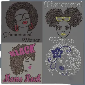 Bling <span class=keywords><strong>T</strong></span>-shirts pour Filles Noir Verre <span class=keywords><strong>Strass</strong></span> Conception Hot Fix <span class=keywords><strong>Strass</strong></span> Transferts En Gros - Product Image 2