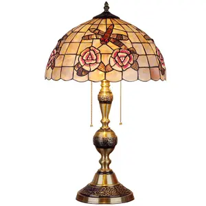 现代黄铜台灯发光二极管欧洲创意蒂芙尼外壳装饰家用客厅卧室床头台灯