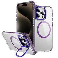 Étui de téléphone portable magnétique en acrylique transparent avec porte-lentille pour iphone 15 14 13 12 étui de téléphone à bordure colorée pour Galaxy s24 ultra