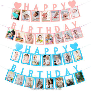 Cartel de foto de primer cumpleaños para bebé, decoración de cumpleaños de 12/13 meses para niño o niña, guirnalda de mitos mensual, Banner de foto - Product Image 2
