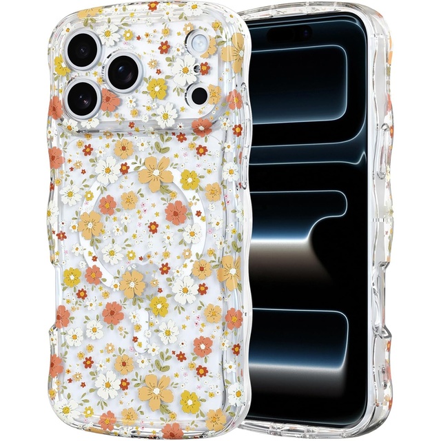 For Iphone 18 Pro Max Case Luxury Cute Wave Frame Flower Design Phone Case For Iphone 17 Pro Max