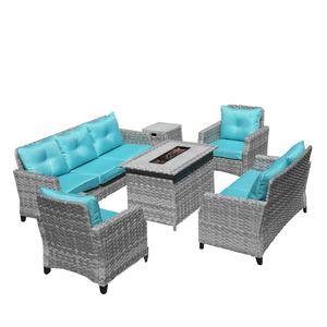 Juego de Muebles Metálicos Modernos para Patio Exterior, Mesa con Chimenea de Gas y Sofá con Acabado Resistente a los Rayos UV para Patio, Parque o Sala de Estar - Product Image 2