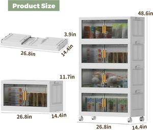 Easy Install PP Folding Clothes <b>Storage</b> <b>Box</b> Office Bedroom Transparent Foldable Double Door 5 Shelf <b>Drawers</b> <b>Storage</b> Cabinet - Product Image 2