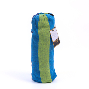 SANTTA blu verde a strisce doppia amaca con barra di spargitore in legno per giardino e cortile - Product Image 6