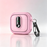 Étui de protection antichoc en silicone rose Weview pour écouteurs, avec mousqueton, anti-chute, pour écouteurs sans fil, étui de rangement portable pour casque