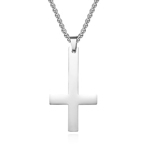 Stainless Steel <b>Cross</b> Pendant Necklace Unisex Fashion Jewelry For Men Women Simple Design Long <b>Chain</b> 3 Colors Available - Product Image 5
