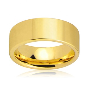 Anello Nuziale Semplice e Piatto in Titanio e Acciaio Inossidabile Dorato per Uomo - Product Image 4