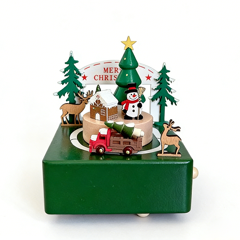 Boîte à musique de Noël en bois