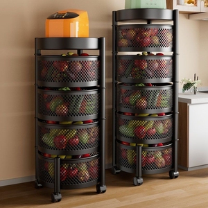Estante de almacenamiento de cocina para ahorrar espacio único Diseño giratorio de malla metálica Carro de almacenamiento de productos para organización de cocina - Product Image 3