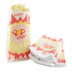 음식 급료 종이 봉지를 위한 팝콘 종이 봉지 빨간 노란 백색 kraft 종이