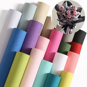 Papier d'emballage texturé en lin avec bordure fleurie, matériaux de bricolage <span class=keywords><strong>pour</strong></span> fleuristes, papier d'emballage <span class=keywords><strong>pour</strong></span> fleuristes - Product Image 1