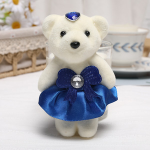 10 unids/bolsa boda oso de peluche llavero de peluche 12cm Mini oso de peluche llavero suave juguete llavero oso de peluche con vestido de boda