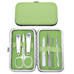Ensemble de coupe-ongles en acier inoxydable coloré, 8 pièces, complet, en boîte, ciseaux, cure-oreilles, coupe-ongles pour bébé, personnalisable - Product Image 1