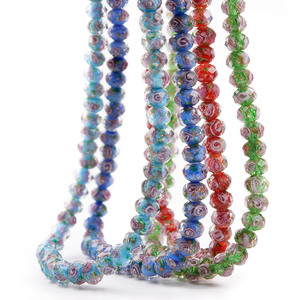 10mm マルチカラーガラスランプワークビーズ ファセットカット ホイール型 ルースビーズ ネックレス ブレスレット DIY ジュエリー製作 アクセサリー - Product Image 2