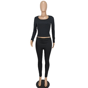 مخصص <span class=keywords><strong>2</strong></span> قطعة طويلة الأكمام قمصان السراويل مجموعات متماسكة مضلع ملابس استرخاء مطابقة صالة ملابس مجموعات ملابس للنساء - Product Image 6