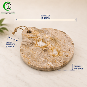 Planche à découper artisanale en marbre beige, surface lisse et polie, écologique, pour fromage, pain, fruits et légumes - Product Image 2