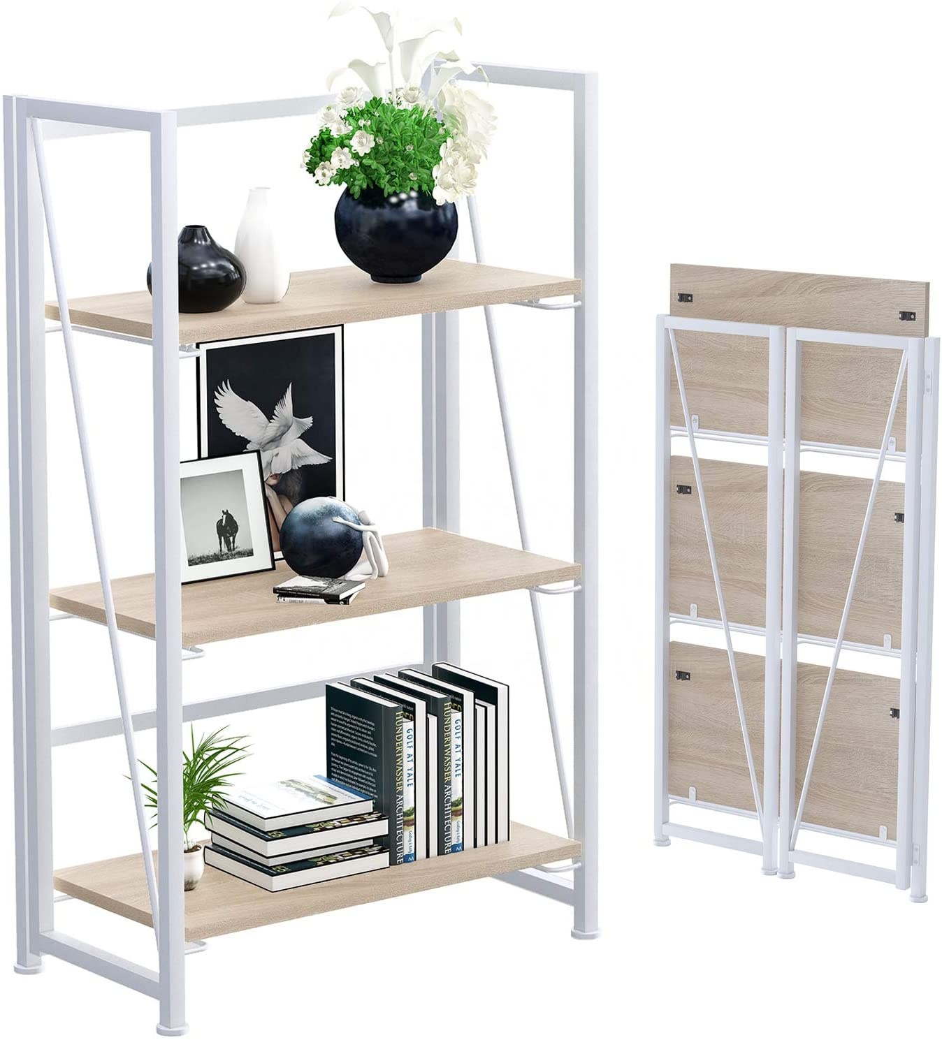 Не-Сборная Складная-книжной полки для хранения 3 яруса книга полка деревянная книжная полка