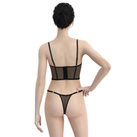 Ensemble de Lingerie Sexy en dentelle transparente pour femmes broderie soutien-gorge sans couture culotte avec décoration en strass sous-vêtements chauds Logo taille
