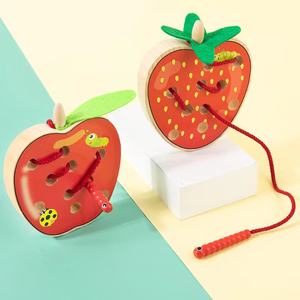 Nuevo juego de cuerda de fruta de <span class=keywords><strong>madera</strong></span> para niños, juguete educativo de Educación Temprana de <span class=keywords><strong>madera</strong></span>, <span class=keywords><strong>gusano</strong></span> para comer manzana, ayuda para enseñanza Montessori - Product Image 6