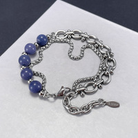 Bracelet en acier inoxydable pour femme, style minimaliste, perles d'aventurine, polyvalent, empilable, chaîne épissée, pour une personnalité affirmée