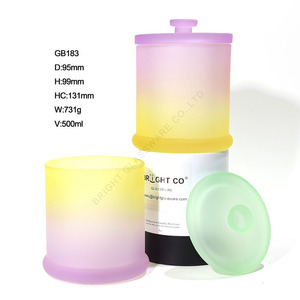 Luxury Candle Container Gradient <strong>Frosted</strong> Aromatherapy High White Wholesale Empty <strong>Glass</strong> Candle Jars with <strong>Glass</strong> Lid for Xmas - Product Image 6