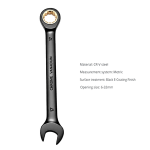 Jeu de clés à cliquet noires personnalisées avec logo, 12 pièces, revêtement électrophoretique métrique, clé à cliquet à tête fixe en CRV - Product Image 4