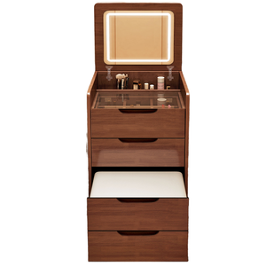 Specchio da Trucco con Pannello in Legno e Luce LED, Estensibile, Moderno, Semplice, Multifunzionale, con Coperchio Ribaltabile per Tavolo da Toeletta - Product Image 5