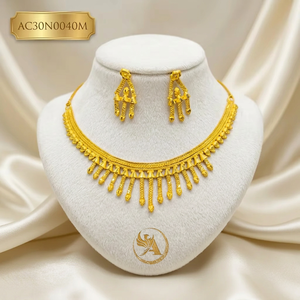 Elegante Conjunto de Collar y Pendientes de Novia Africanos, Joyería Chapada en Oro para Bodas Nigerianas - Product Image 2