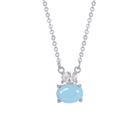 KAAN JEWELRY Luxus Silber Oval Türkis Anhänger Damen Halskette Design Einfach und dennoch exquisit Geeignet für viele Anlässe