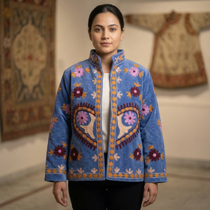 Wholesale <b>Womens</b> <b>Velvet</b> Bomber <b>Jacket</b> Ethnic Boho Stand Collar Embroidery Eco-Friendly Quick Dry Autumn All Season Fashion - Product Image 1