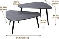 2 jeux de tables basses ovales lumineuses de luxe pour salon, table de chevet en bois pour canapé, café minimaliste moderne pour balcon