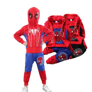秋のスパイダーマン1-4歳の子供のための新しいスリーピーススーツ工場価格