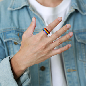 Anello Arcobaleno Pride da 9mm, Gioiello con Fascia in <span class=keywords><strong>Gomma</strong></span>, Anello Gay e Lesbico - Product Image 6