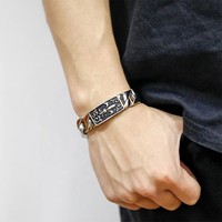 Bracelet et jonc pour enfants en acier inoxydable plaqué argent, motif croix, style hip-hop, cadeau