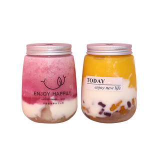 Customized juice beverage cold drink aluminum lid plastic bottle transparent cup