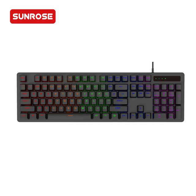 High Quality SUNROSE JK130 Wired USB Gaming Mechanical Keyboard 104-Key Anti-Ghost RGB Backlit Programmable Full-Size for PC