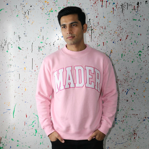 Sudadera con capucha MADER para hombre, color rosa, con media cremallera, de terciopelo, 100% algodón, impermeable, con apliques blancos bordados, CLUSH SPORTS, de invierno, extragrande, con cremallera. - Product Image 1