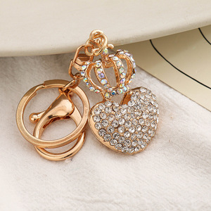 Nuevo Llavero Creativo de Lujo con Colgante de Metal, Estilo Europeo y Americano, con Pedrería, Corazón y Corona, Pequeño Regalo - Product Image 5