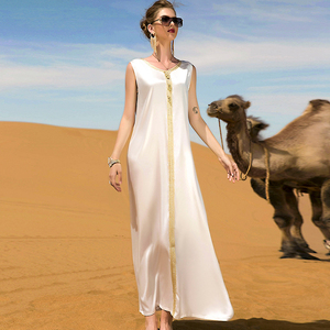 TONGYANG – ensemble Abaya brodé de fleurs, deux pièces, <span class=keywords><strong>gilet</strong></span> longue robe avec ceinture, <span class=keywords><strong>Kimono</strong></span> Eid musulman dubaï marocain Kaftan arabe femmes - Product Image 4
