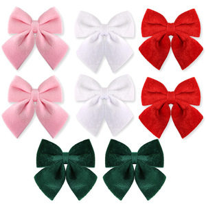 Magpie Christmas <b>Velvet</b> Bows Red White Pink <b>Green</b> Flannel Ornaments For Tree Decorations - Product Image 5