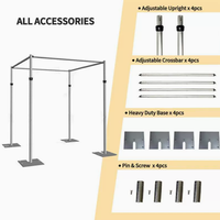 Kit de rideaux de fond réglables en aluminium/fer pour salons professionnels, mariages, expositions, conventions - Utilisation en extérieur/intérieur